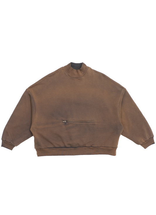 WAFFLE LINED BOMBER MOCK NECK