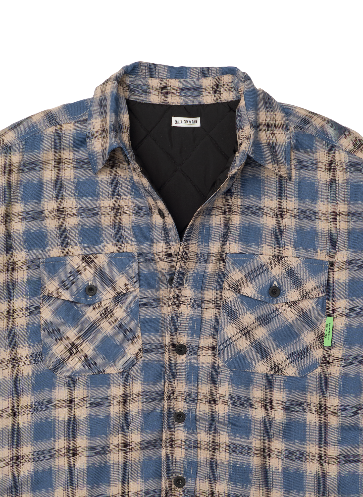 PLAID FLANNEL QUILTED SHIRT JACKET