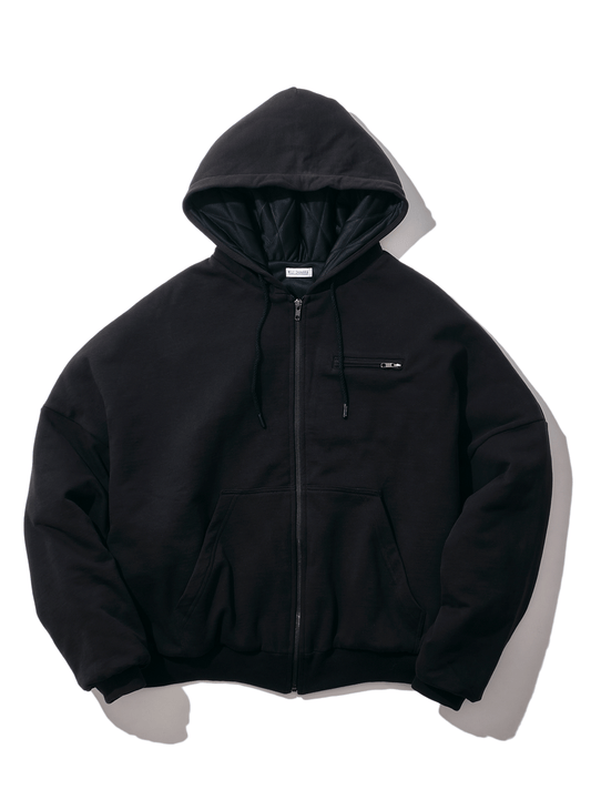 FULL ZIP QUILTED LINED BUFFALO HOODIE