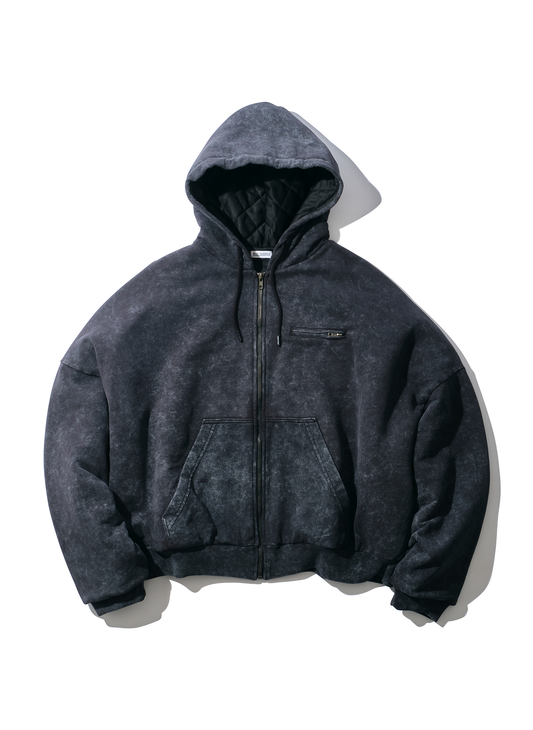 FULL ZIP QUILTED LINED BUFFALO HOODIE