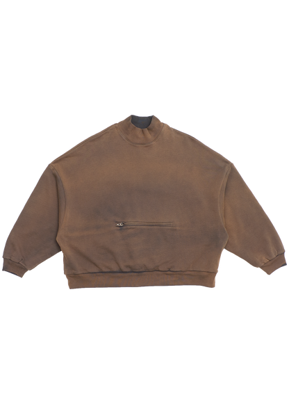 WAFFLE LINED BOMBER MOCK NECK