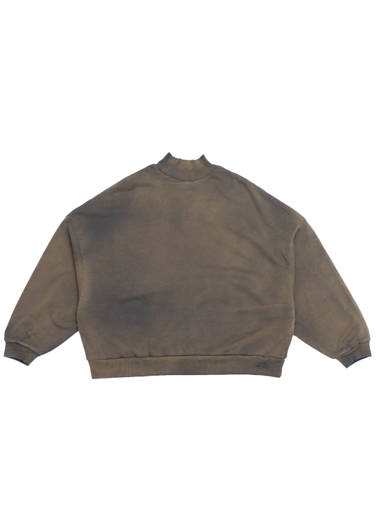 WAFFLE LINED BOMBER MOCK NECK