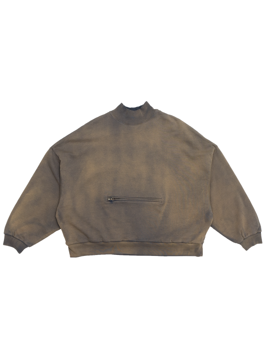 WAFFLE LINED BOMBER MOCK NECK