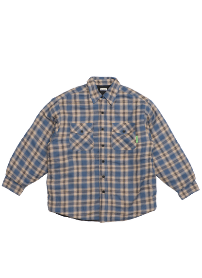 PLAID FLANNEL QUILTED SHIRT JACKET