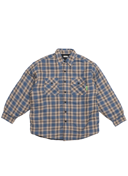 PLAID FLANNEL QUILTED SHIRT JACKET