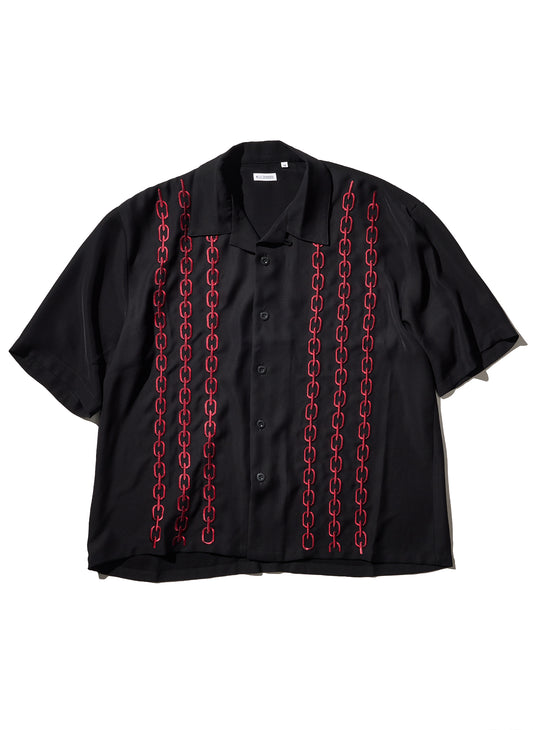 OPEN COLLAR SHIRT CHAIN EMBROIDERY