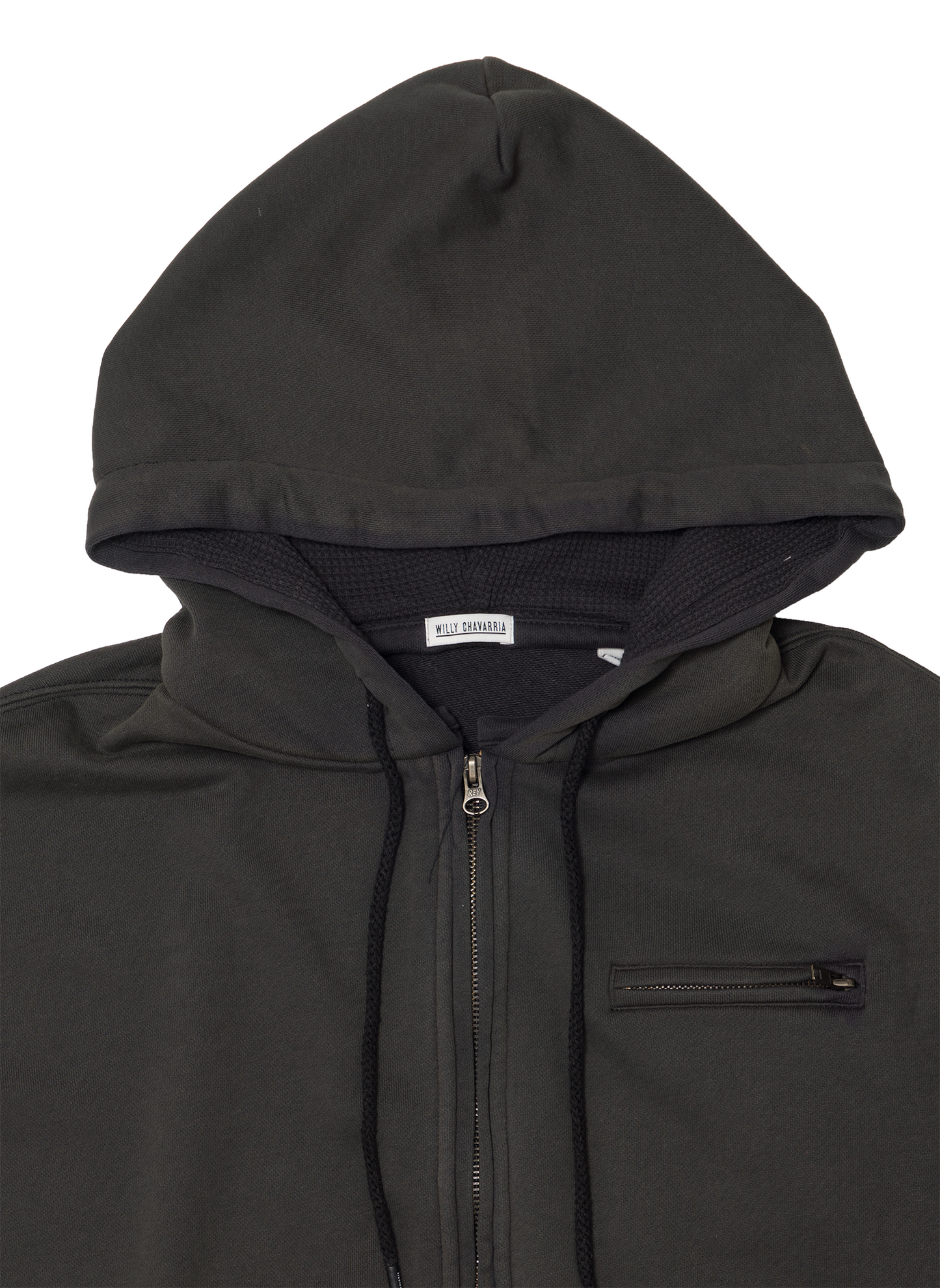 WAFFLE LINED ZIP HOODIE