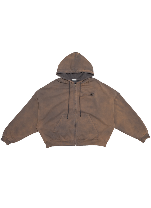 WAFFLE LINED ZIP HOODIE