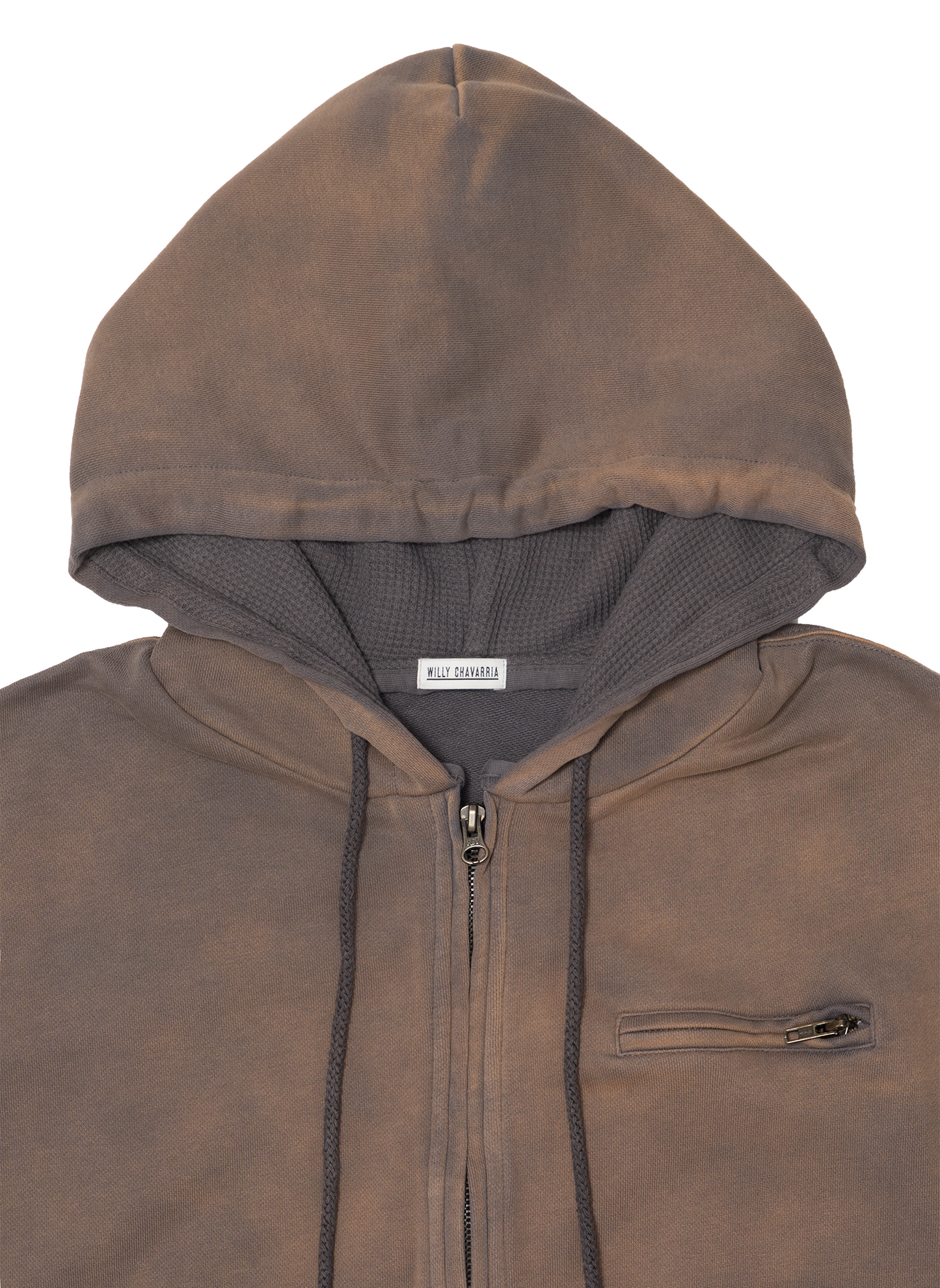 WAFFLE LINED ZIP HOODIE